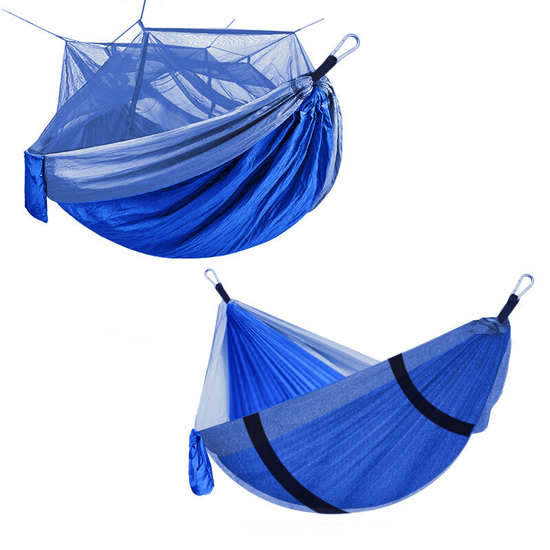 2 fős szabadtéri kemping nylon erős függőágy W szúnyogháló utazási hordozható hátizsák függőágy max. Terhelés 400 kg