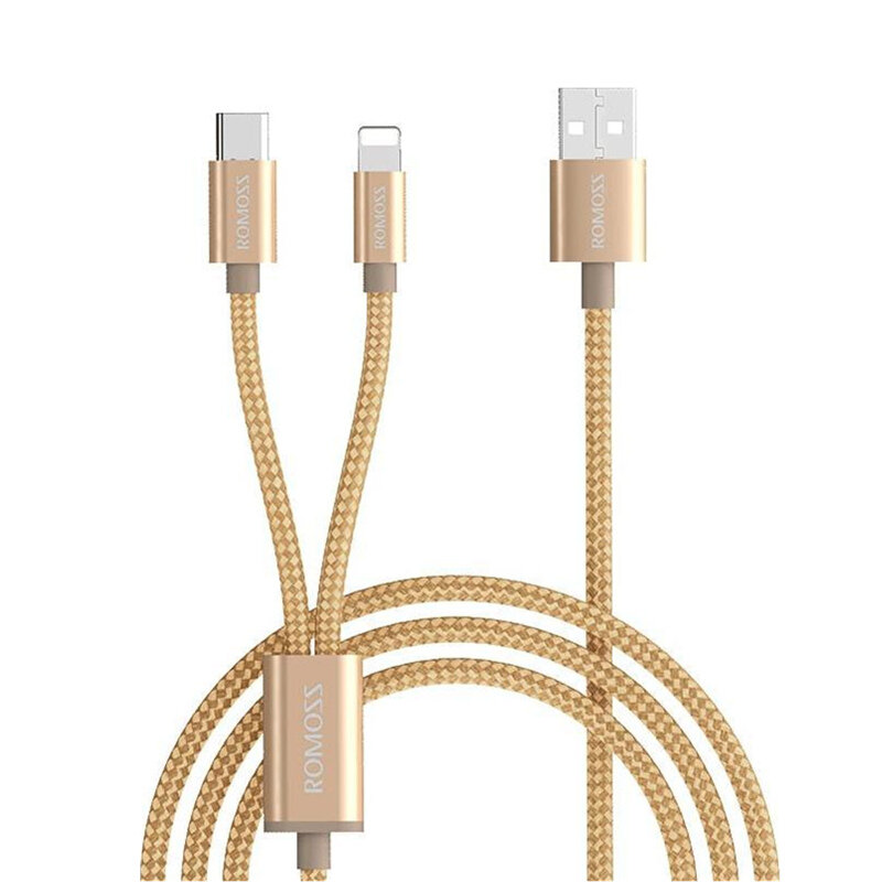 

Romoss CB21A 2 in 1 3A for Lightning + Type-C 1.5M Fast Charging Data Cable for Samsung Galaxy S21 Note S20 ultra Huawei