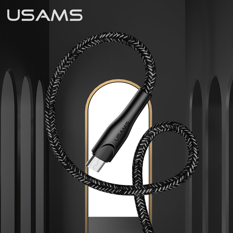 USAMS U41Nylon編組Type-Cマイクロ急速充電データケーブル1m2m 3m for Samsung Galaxy Note S20 ultra Huawei Mate40 OnePlus 8 Pro OPPO VIVO