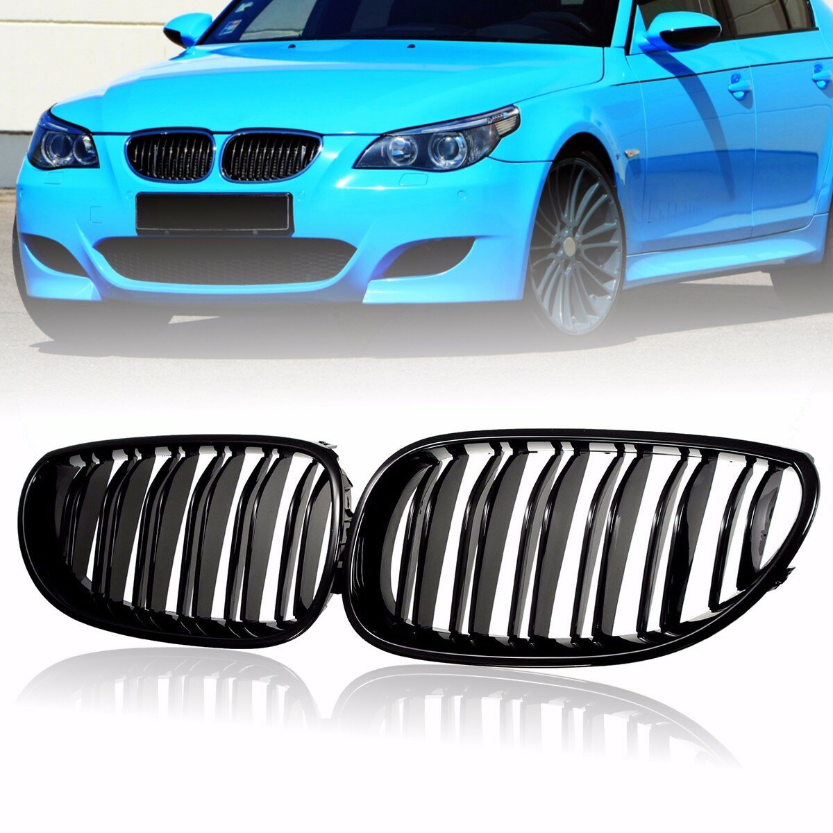 Voor BMW 5 SERIE E60 E61 M5 GLOSS FRONT NIERGRILLE GRILL TWIN SLAT 2004-2010