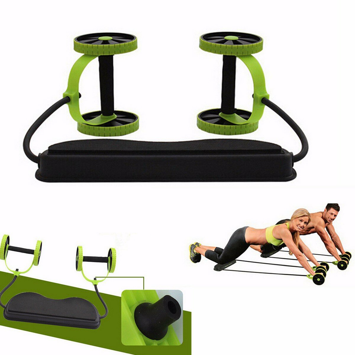 Abs Exercise Wheels Roller Stretch Elastic Abdominal Pull Rope Abdominal Muscle Trainer Home Fitness