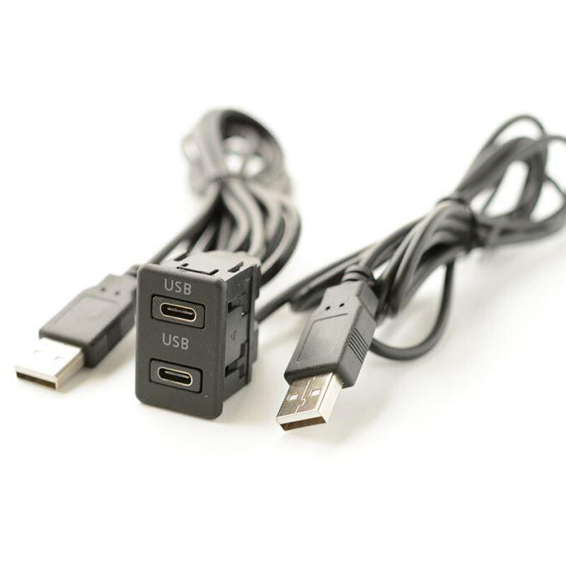 Auto Universele Gemodificeerde Dual Type-C USB Verlengkabel Opladen Interface Audio-ingang Extended 