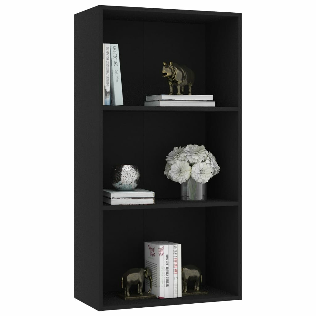 3-Tier Book Cabinet Black 23.6