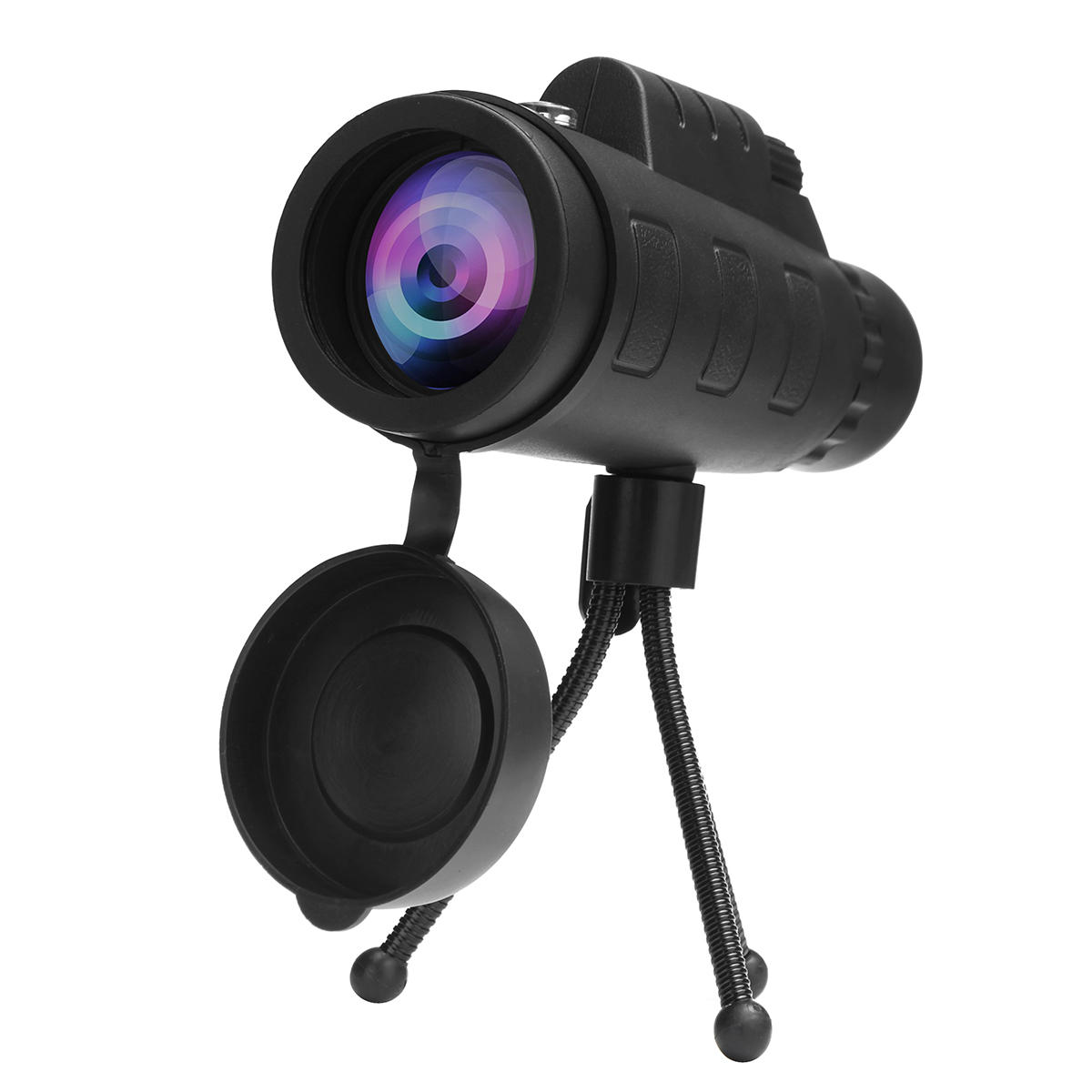 Télescope monoculaire de vision nocturne de camping HD 40x60 avec boussole, clip pour téléphone et trépied