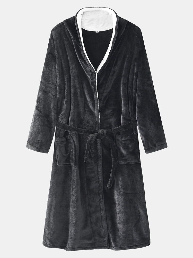 

Mens Flannel Thicken Thermal Warm Winter Pajamas Sleepwear Robe With Pocket