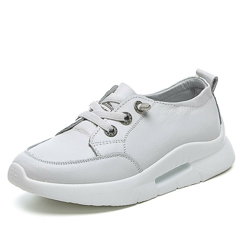 58% OFF on Women Leather Classical White Platform Casual Sneakers