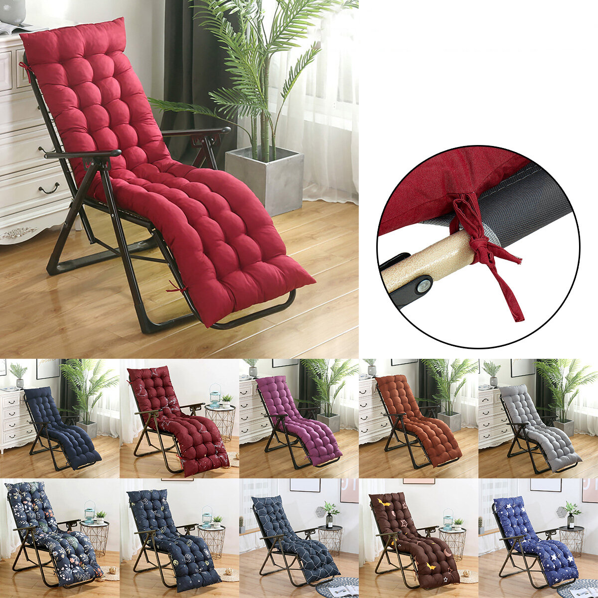 Almofada de cadeira de lounge universal acolchoada com almofada de encosto alto e macia para cadeira de balanço interna e externa.