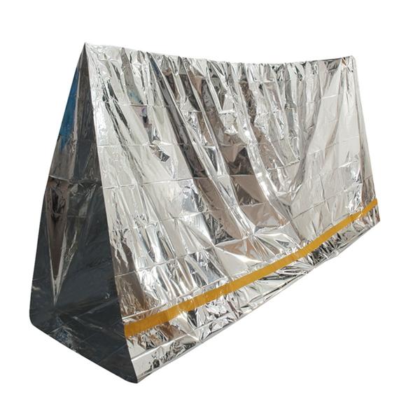 بطانية ظلة من الألمنيوم في حالات الطوارئ حقيبة نوم عازلة للإسعافات الأولية للتخييم في الهواء الطلق 100 × 200 سم