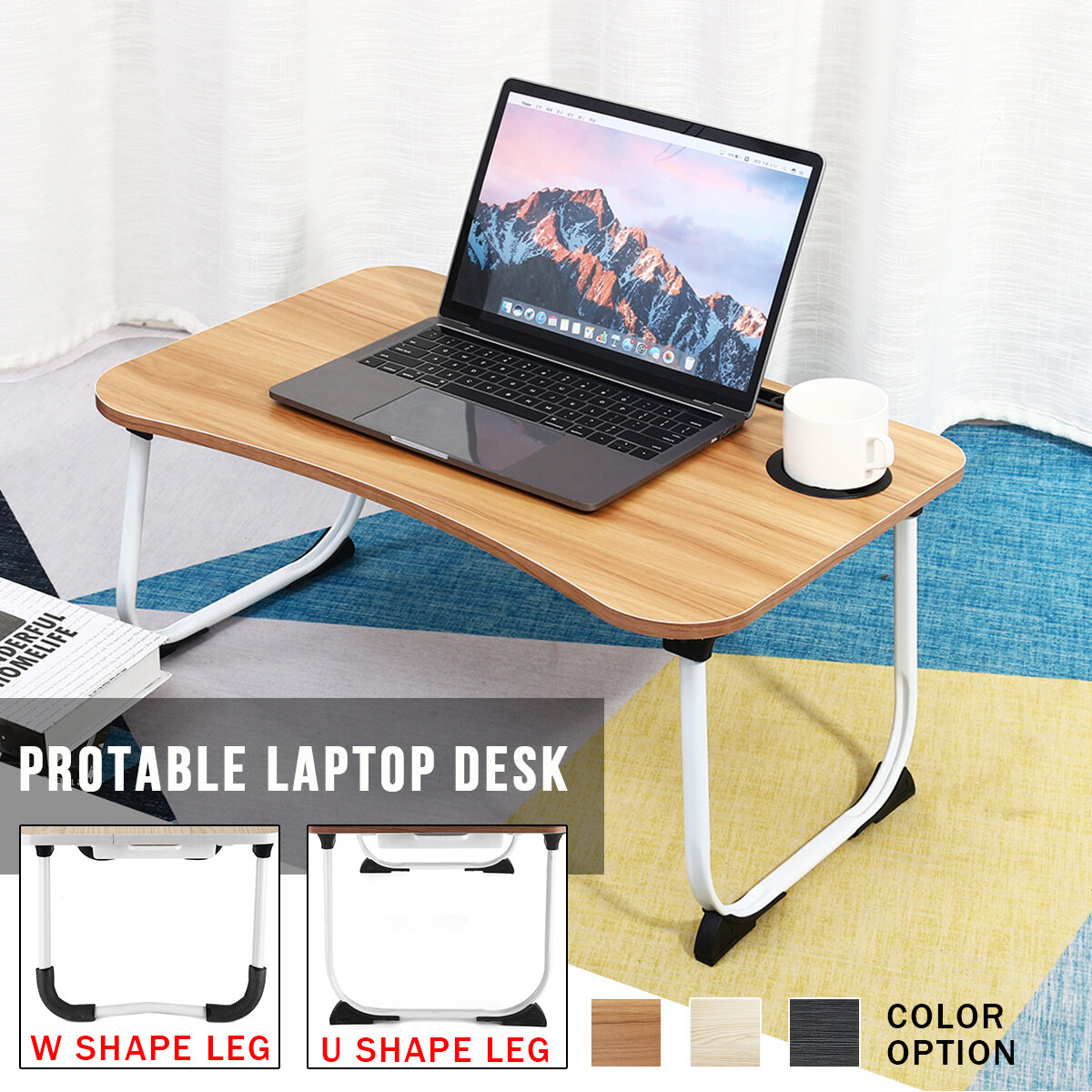Multifunctionele opvouwbare houten luie bed bureau MacBook tafel met penhouder opslaglade