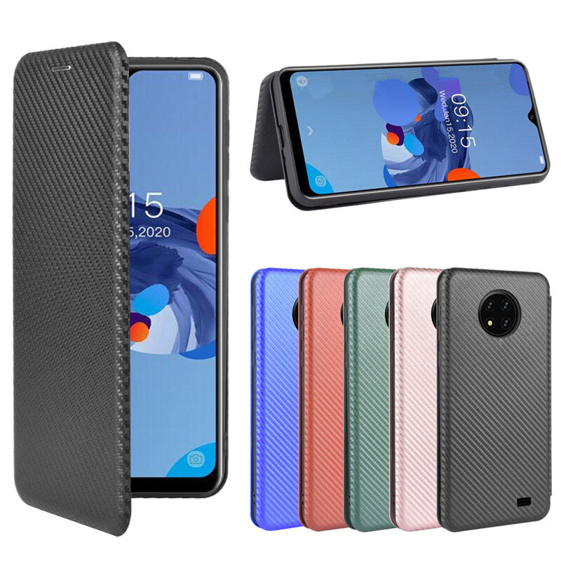 

Bakeey for Oukitel C19 Case Carbon Fiber Pattern Flip with Card Slot Stand PU Leather Shockproof Full Body Protective Ca