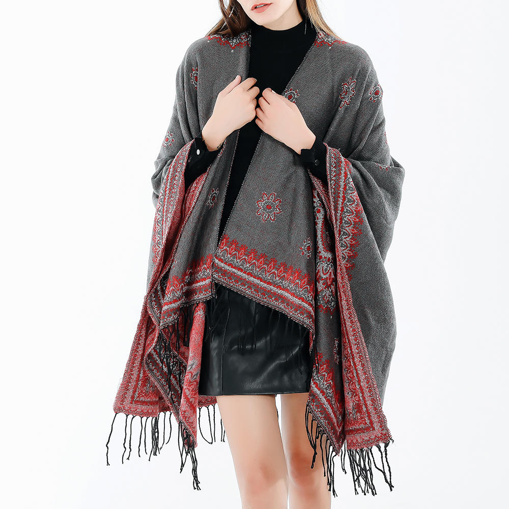 Sjaalsjaal met vintage etnische stijl en kwast