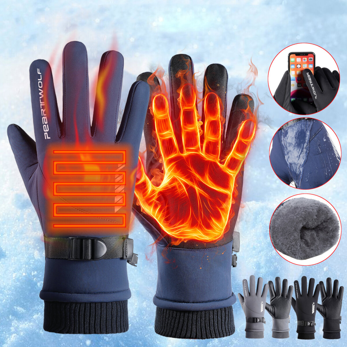 Outdoor Skiing Warm Fleece Gloves Waterproof Motocycle Touch Screen Gloves Motorbike Racing Riding Winter Gloves
