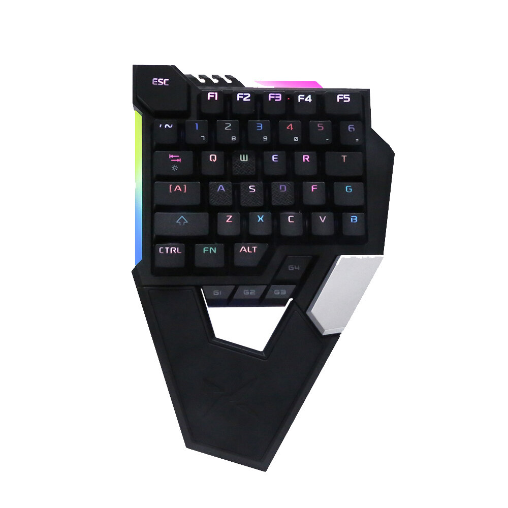 

Delux T6 Folding Wired Mechanical Single Hand Gaming Keyboard Blue Switch 39 fully Programmable Keys RGB Backlight Ergon