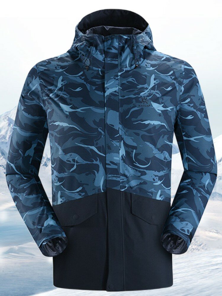 

KAILAS Mens Camo Patchwork Waterproof Adjustable Cuffs Breathable Ourdoor Jacket
