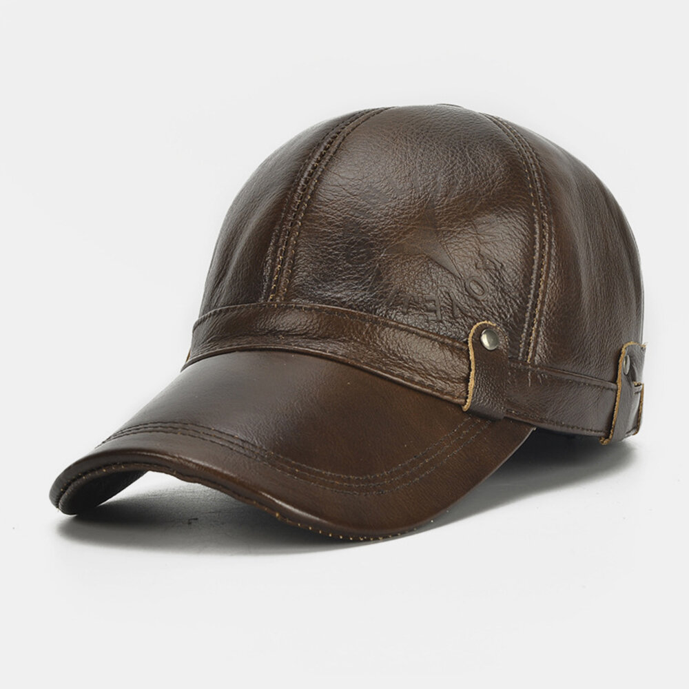 Men Genuine Leather Vintage Classical Casual Sunvisor Baseball Hat Beret Hat