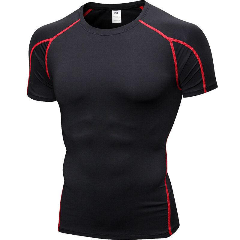 Erkekler Kısa Kollu Koşu Gömlek Hızlı Kuru Eğitim T Gömlek Fitnes Gömlek Spor Sıkı Tees Tops Gym Giyim Spor