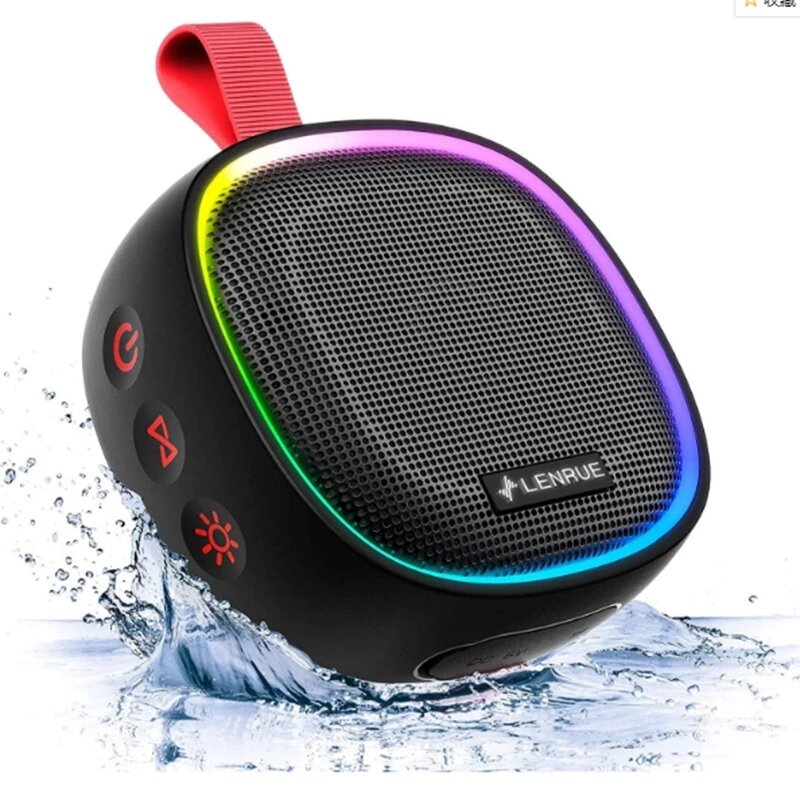 LENRUE F9 RGB Light Wireless bluetooth Stereo Portable Speaker with Mic IPX7 Bass Shower Waterproof Speaker with Sucker