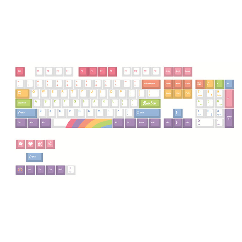 

118 Keys Rainbow Theme Keycaps Set PBT Sublimation Cherry Profile for 61/64/68/71/84/87/98/104 Keyboard