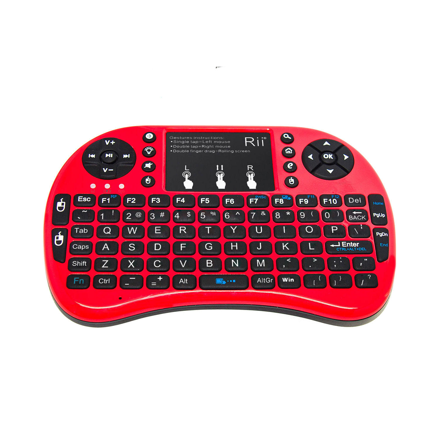 

Rii i8 + красный Mini Wireless 2.4G Подсветка Сенсорная панель Airmouse Клавиатура для ПК Android Smart TV Коробка