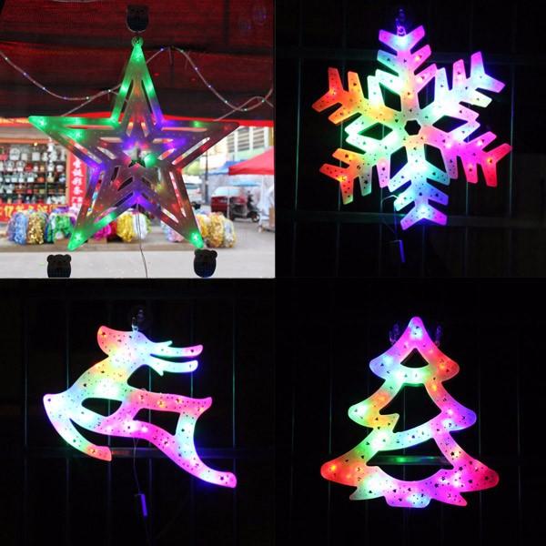 

110V 220V Christmas Tree Elk Snowflake Star Decorative LED Colorful Light Home Window Decoration