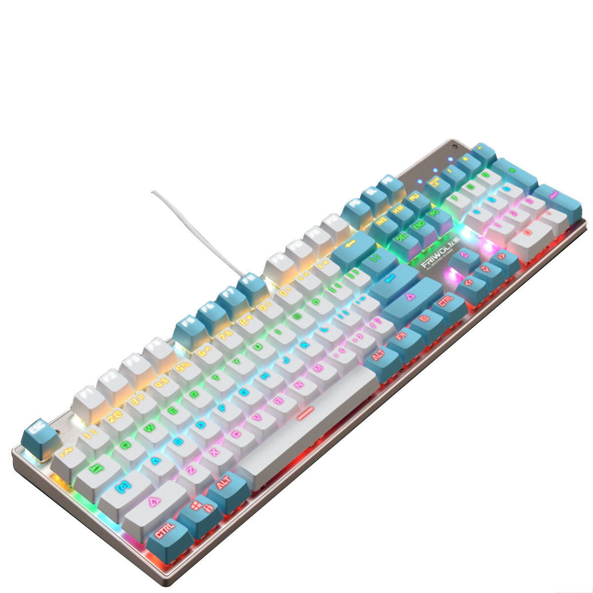 GT30 Wired Mechanical Keyboard 104 Keys RGB Backlight Blue Switch Waterproofd USB Gaming Keyboard for Laptop Desktop PC