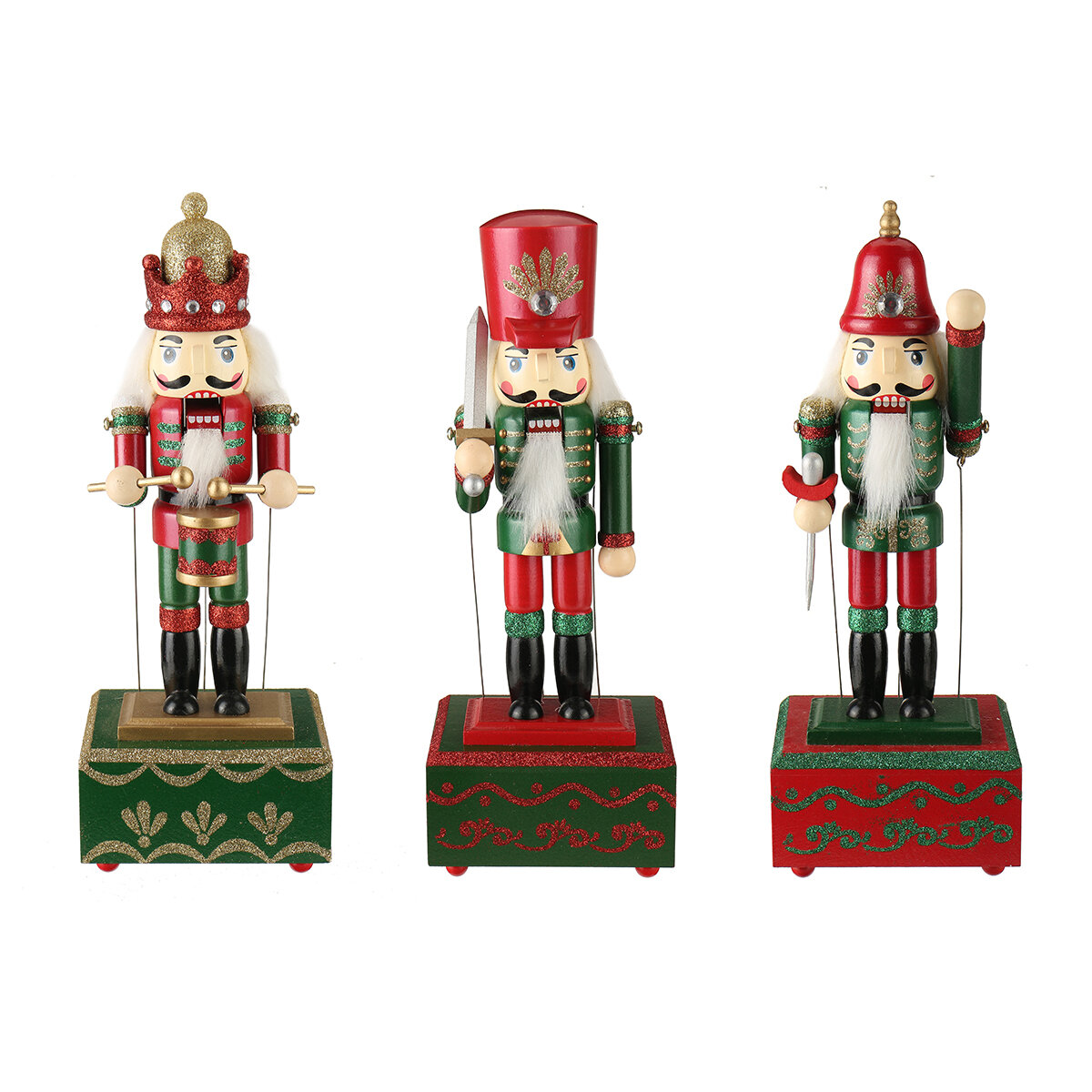 Large Wooden Guard Nutcracker Soldier Toys Music Box Xmas Christmas Gift Decor