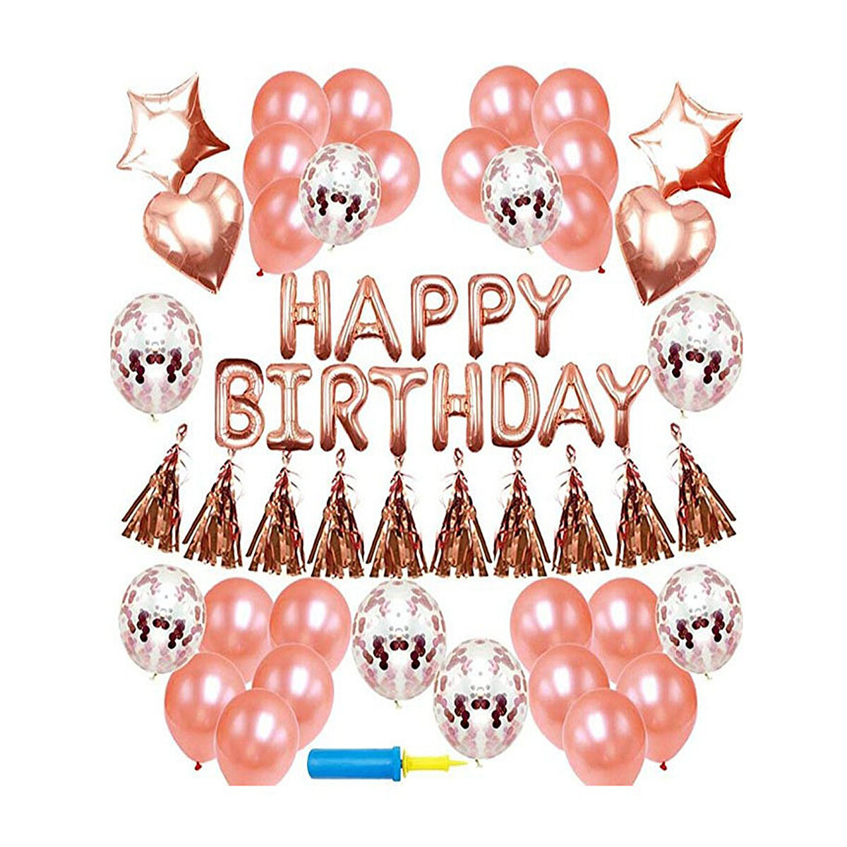 48PCS Rose Gold Birthday Party Balloons Happy Birthday Letter Foil Balloon Decor