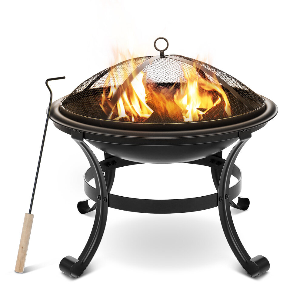 [US / EU Direct] XMUND XM-CG1 Firepit de fogo de aço de 22 "com tela de malha, durabilidade e tigela de fogo à prova de ferrugem Grill para churrasco para queima de madeira ao ar livre. Camping Garden Beaches Park