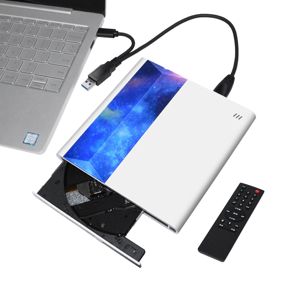 Deepfox外付けDVD光学ドライブは、USB 3.0およびType Cインターフェイスリモートコントロールを備えたテレビの接続をサポート