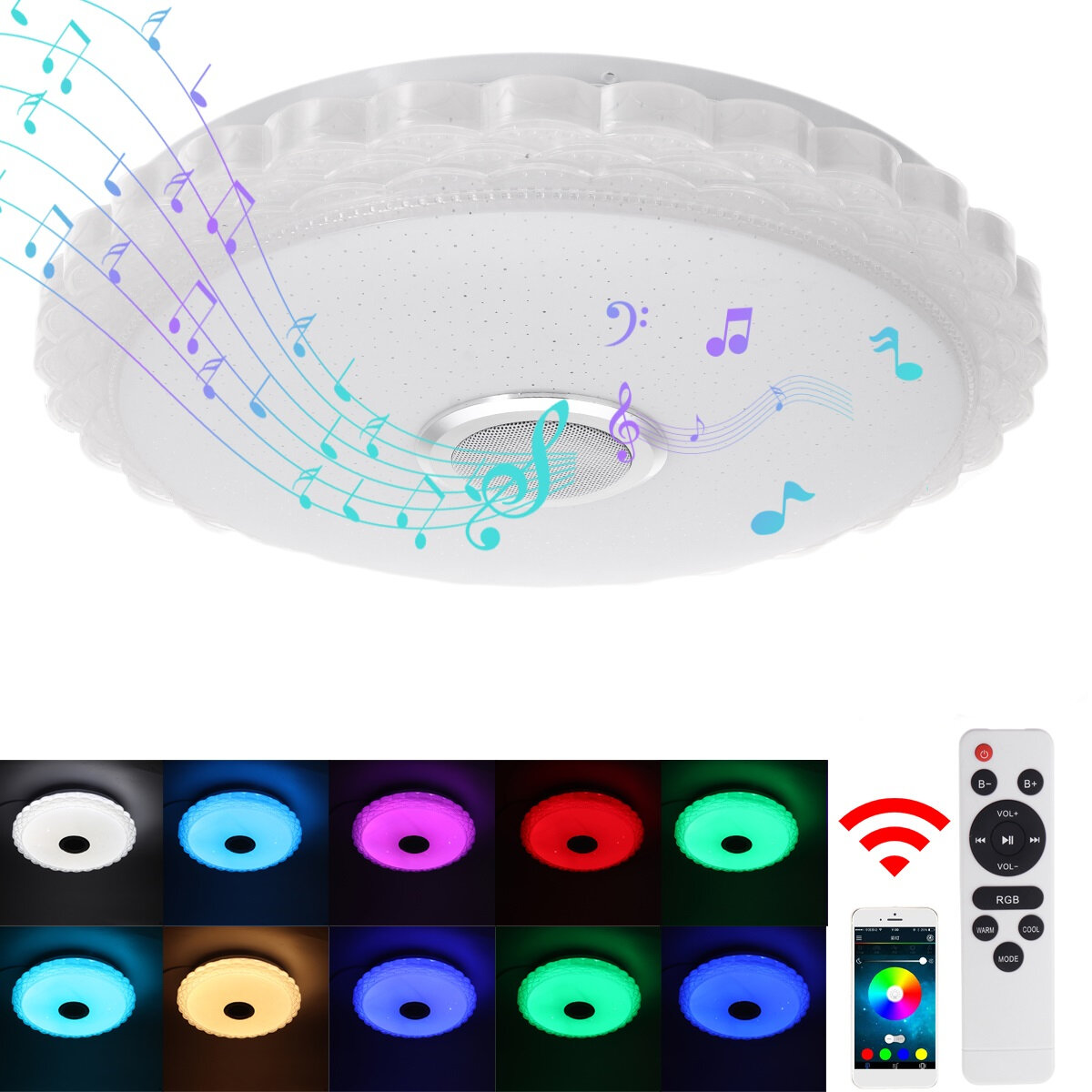 100 240VLED Ceiling Light With bluetooth Speaker Change Dimmable Music Lamp For Home Party APP Remote Control