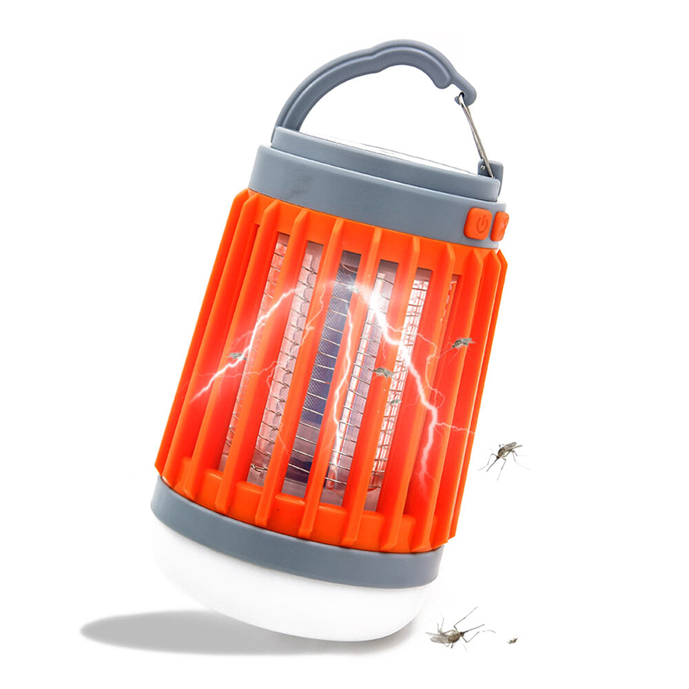 3-in-1 Muggenzappers USB / Solar 500lm 4 instelbare kampeerlichten Elektrische muggenmoordenaar lamp voor buiten kamperen en reizen