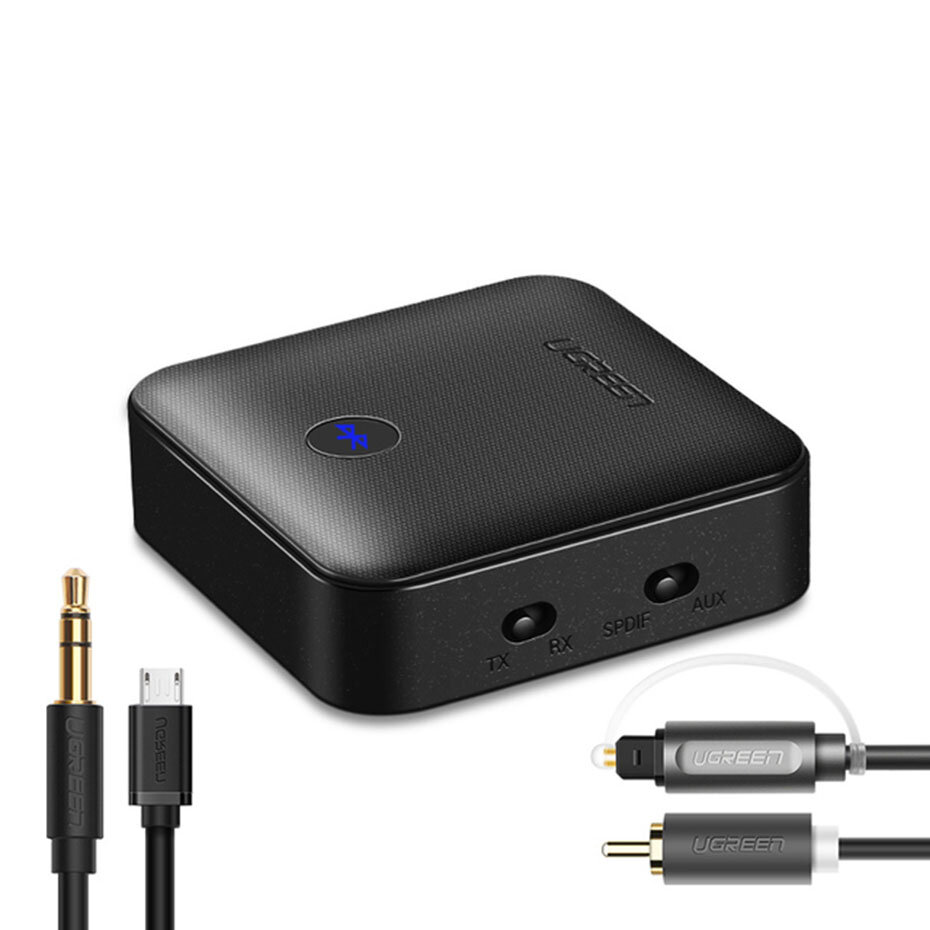 

UGRREN 2 в 1 Bluetooth 5.0 aptX ™ HD Видео-аудио передатчик Приемник Беспроводной 3,5-мм оптический адаптер AUX SPDIF ap