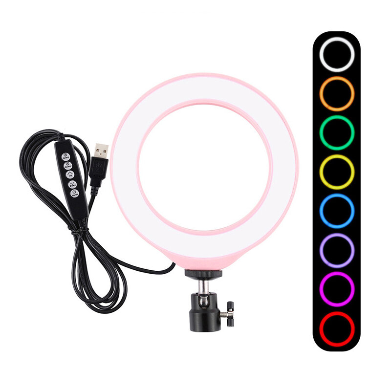 PULUZ PU432F 6.2 inch 16cm RGBW Dimmable LED Ring Light 10 Modes 8 Colors USB for Youtube Live Broadcast Vlogging Selfie