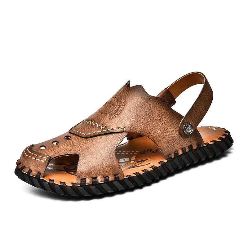 

Men Microfiber Sandals Breathable Two-ways Closed Toe Leisure Slippers