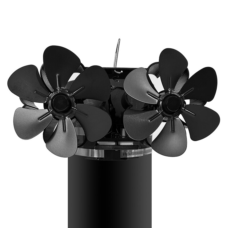 12 Blades Heat Powered Stove Fan Wall-mounted Small Fireplace Fan Winter Warm Quiet Eco-Fan Portable Heater Efficient Heat