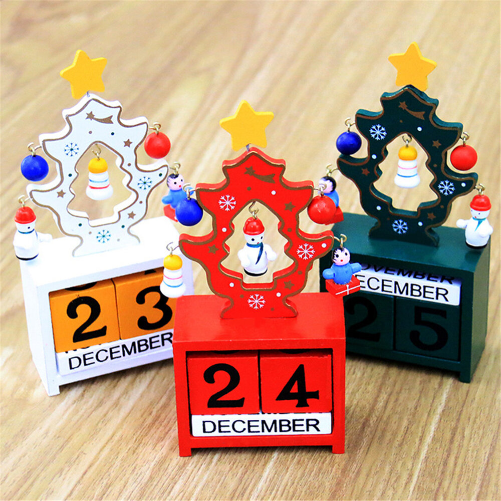 Mini Wooden Calendar Decoration Date Merry Christmas Ornament Home Decoration Craft Creative Gifts for Kids