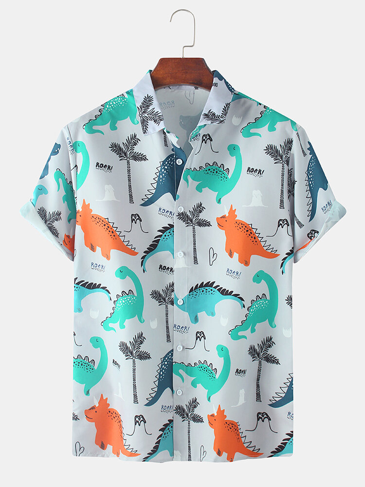 Mens Dinosaur Cartoon Print Turn Down Collar Short Sleeve Shirts Sale -  Banggood Philippines sold out-arrival notice-arrival notice