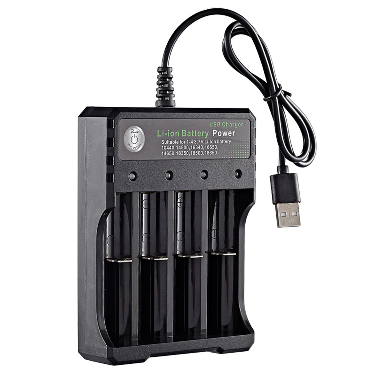 USB 4 slots oplaadbare batterijlader voor 1-4 3,7 V Li-ion 18650 16650 14650
