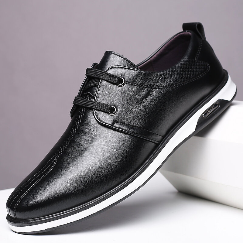 Men Comfy Microfiber Leather Soft Sole Non Slip Business Casual Shoes