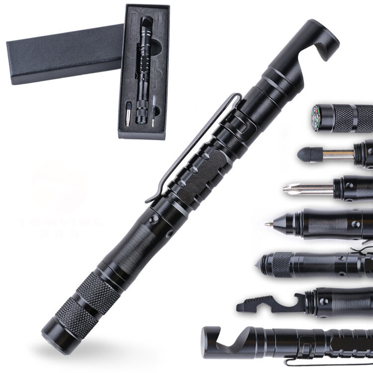 XNAES® 7-in-1 Multi-Tools Taktischer Stift Outdoor-Überlebensausrüstung Edelstahl-Schraubenschlüssel Schraubendreher Flaschenöffner Werkzeuge.