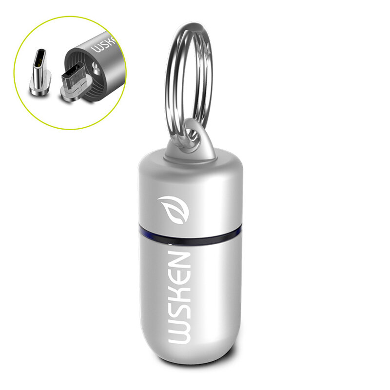 WSKEN EDC Mini منظم حاوية مغناطيسية دائرية لمحولات كابل USB ، صندوق تخزين مقاوم للماء.
