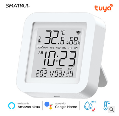 Smatrul Tuya WIFI Draadloze temperatuur- en vochtigheidssensor Indoor Smart Digital Display Elektron