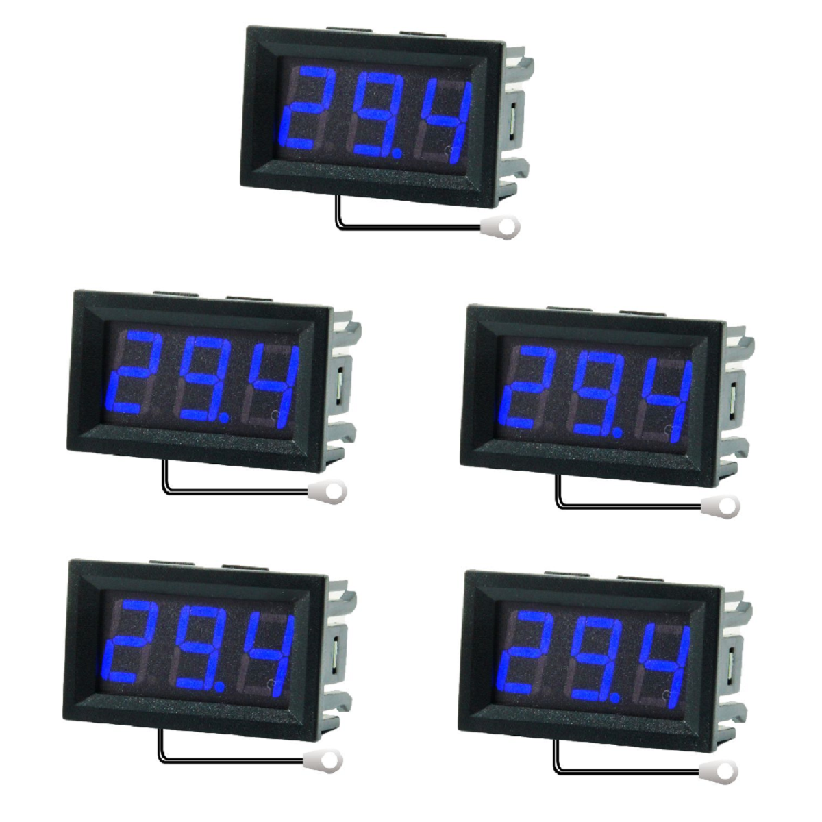 5 stks 0.56 Inch Mini Digitale LCD Indoor Handige Temperatuursensor Meter Monitor Thermometer met 1M
