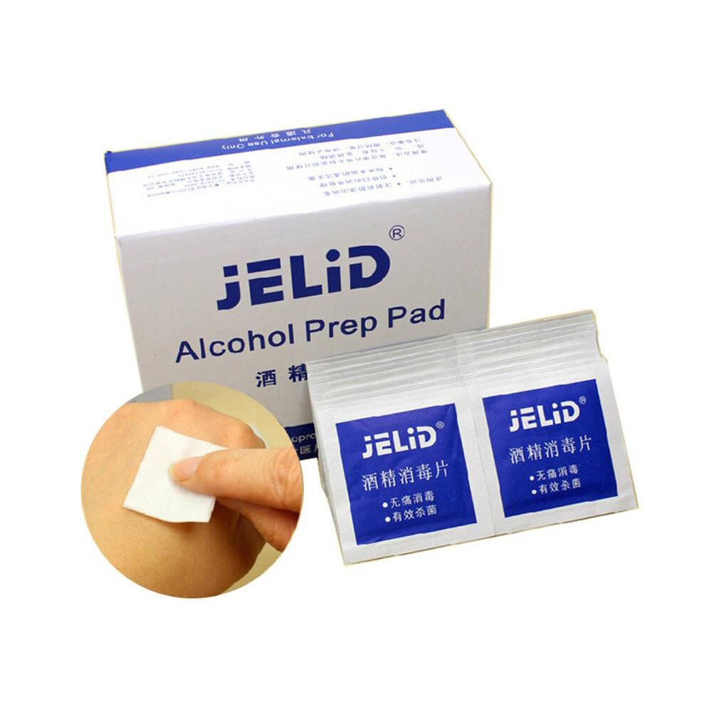 

JELID 100Pcs 3*6cm 70-75% Alcohol Prep Pad Disposable Disinfection Antiseptic Wipe Mobile Phone Tablet Skin Jewelry Clea