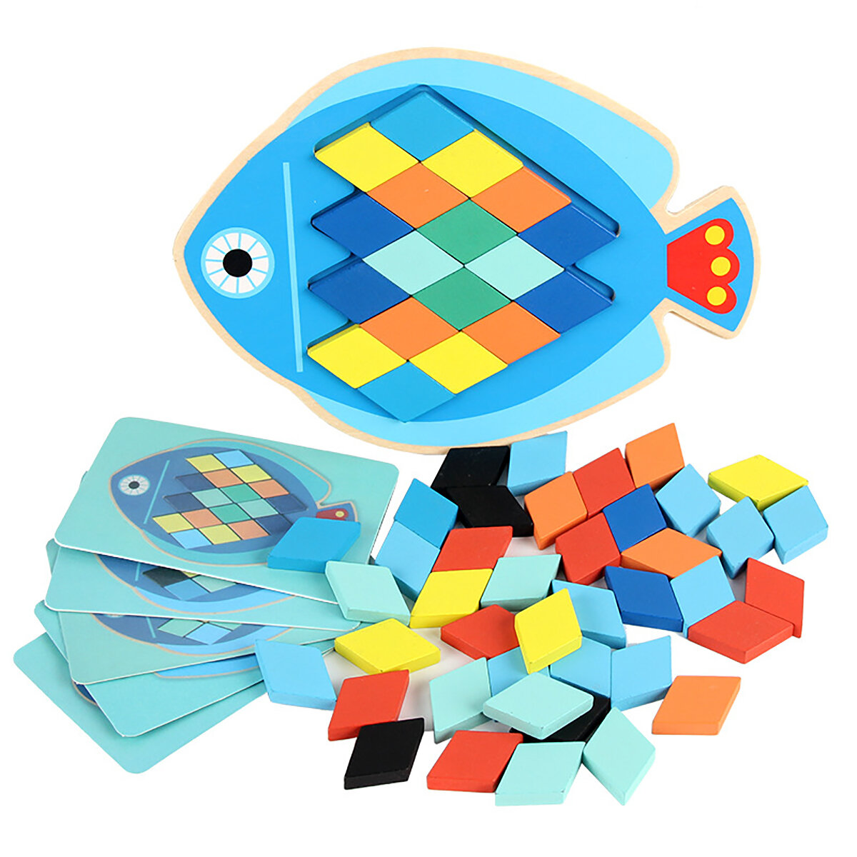 Hout DIY Montage Puzzel Speelgoed Kleuren Vormen Cartoon Vis Uil Bijpassende kaarten Speelgoed voor 