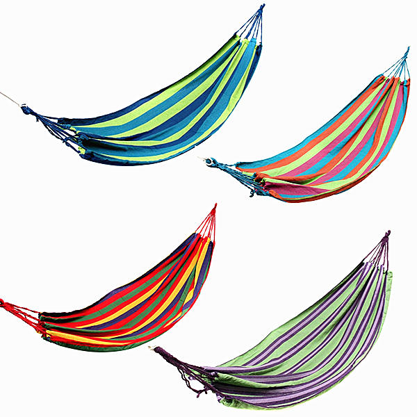 Amaca a strisce colorate in tela per esterni, ideale per campeggio, escursioni e picnic