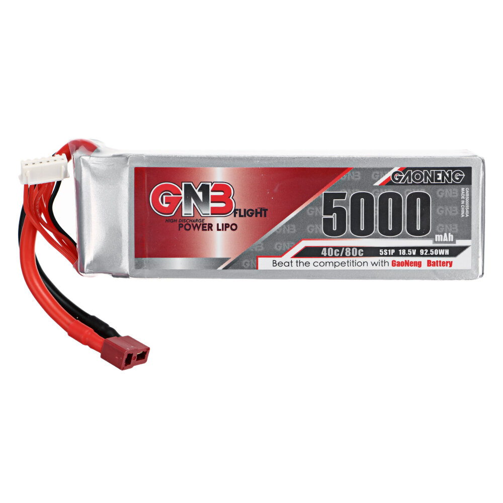 Gaoneng GNB 18.5V 5000mAh 40C 5S LiPo Battery XT60/XT90/T Plug for FPV Racing Drone