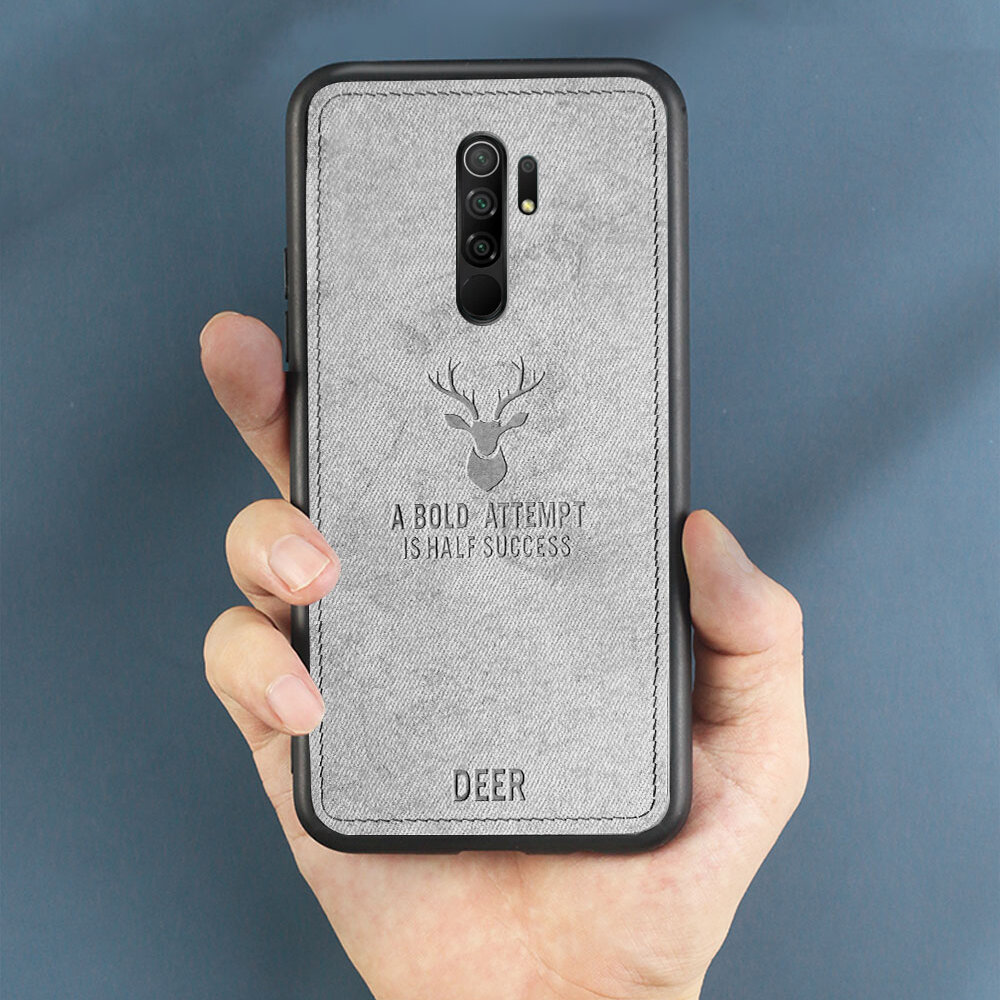 Bakeey voor Xiaomi Redmi 9 Case Deer Classic Ademend Canvas Doek Schokbestendig Beschermhoes Achterk