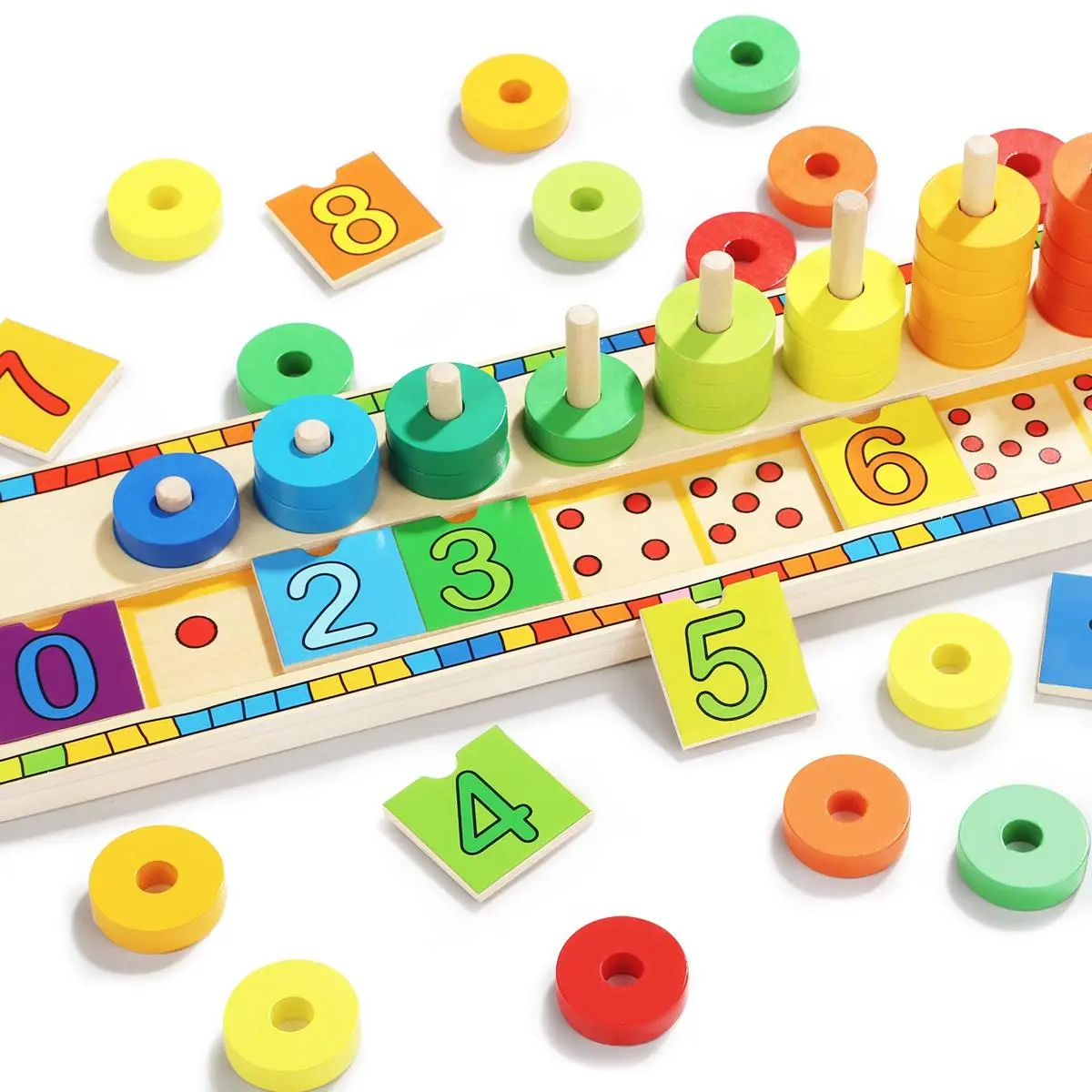 TopBright 6540 Blocks Montessori Classic Math Rainbow Donuts Box Educational Toys for Kids