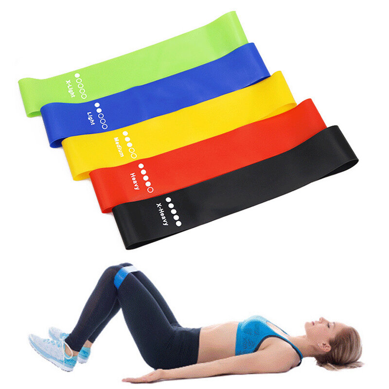 BOER 5 stks / set Elastische Weerstand Band Rubberen Lus voor Yoga Pilates Stretching Home Fitness T